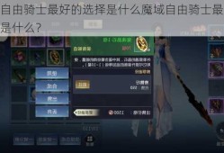 魔域自由骑士最好的选择是什么魔域自由骑士最好的选择是什么？